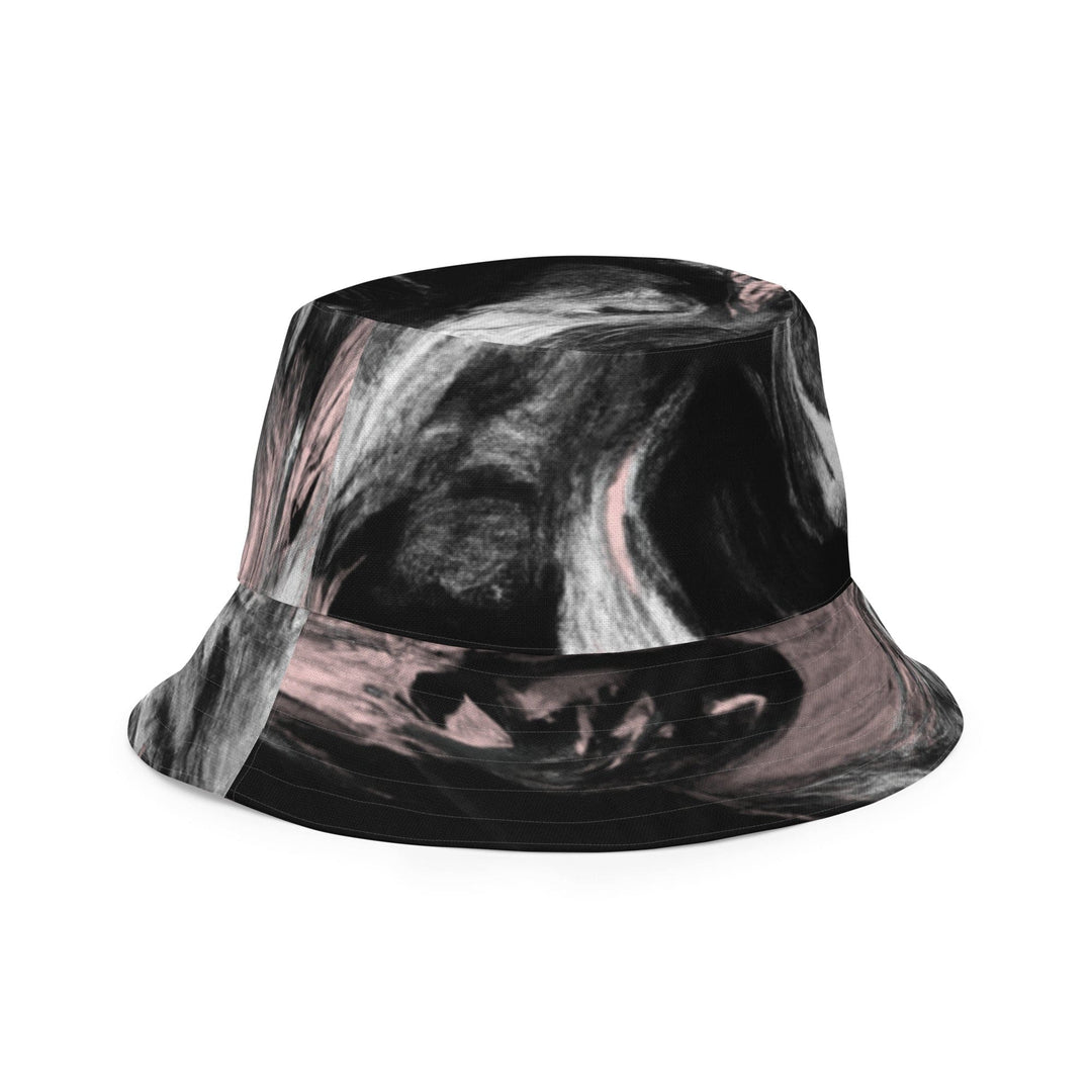 Reversible Bucket Hat Black Pink White Abstract Pattern - Unisex/Bucket Hats