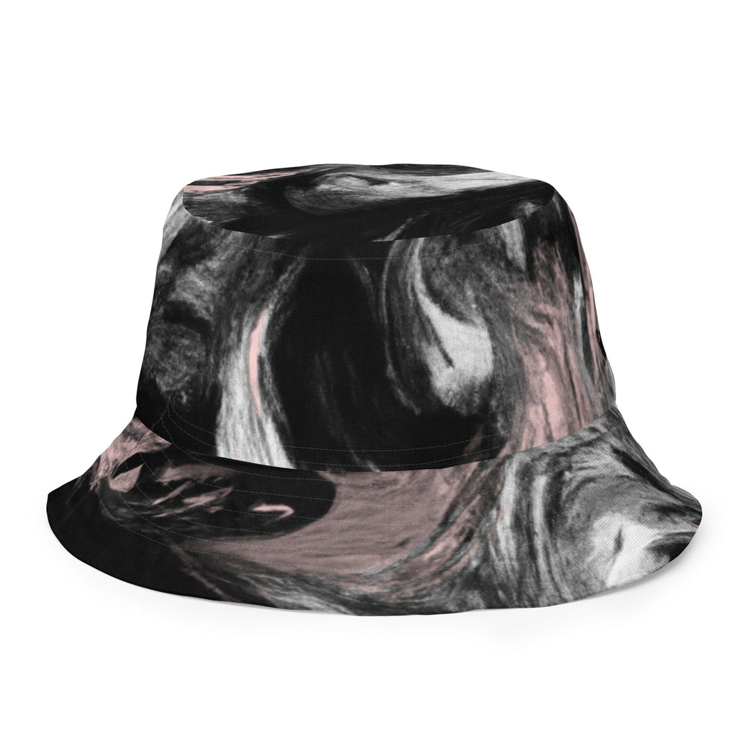 Reversible Bucket Hat Black Pink White Abstract Pattern - Unisex/Bucket Hats