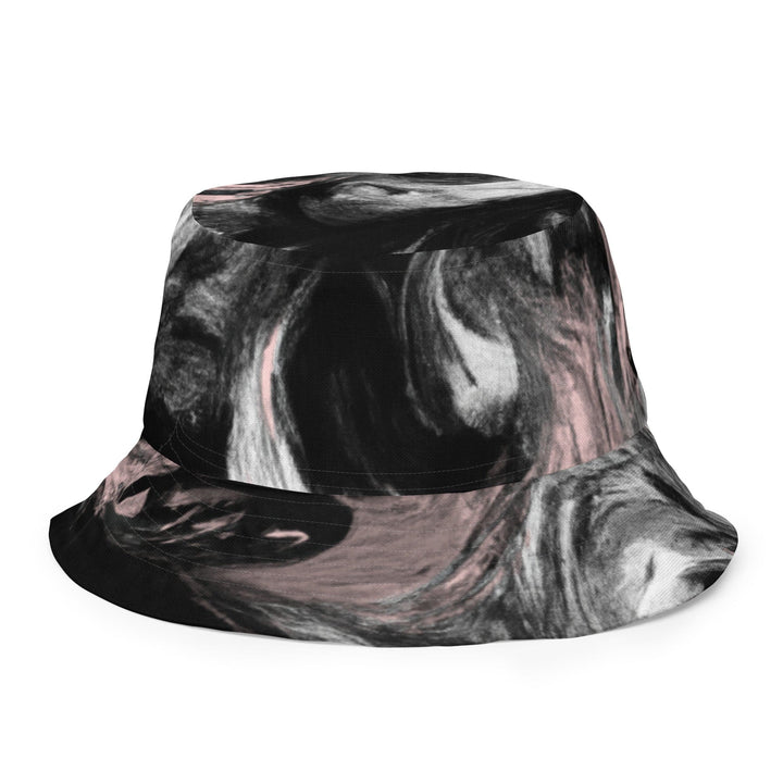 Reversible Bucket Hat Black Pink White Abstract Pattern - Unisex/Bucket Hats