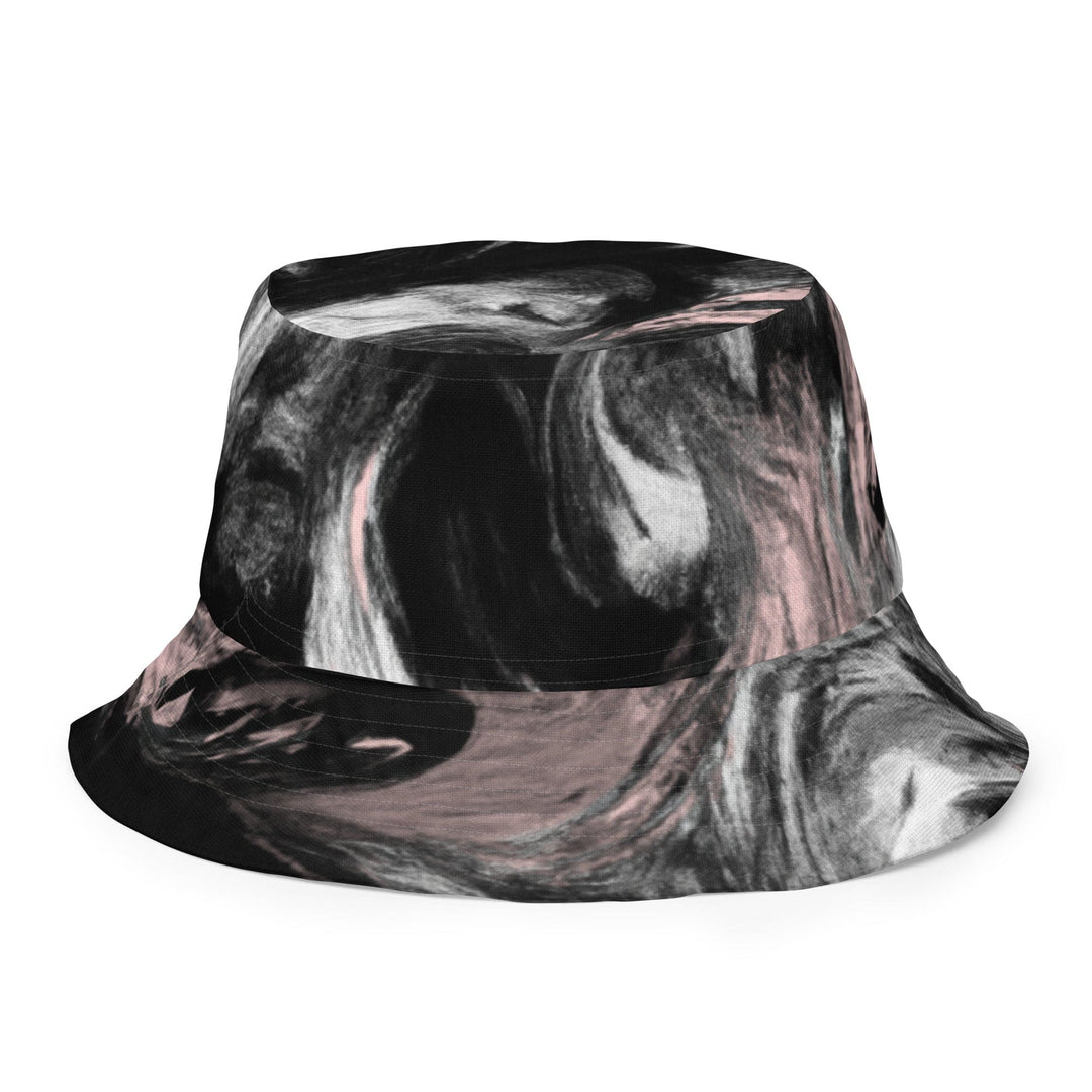 Reversible Bucket Hat Black Pink White Abstract Pattern - Unisex | Bucket Hats