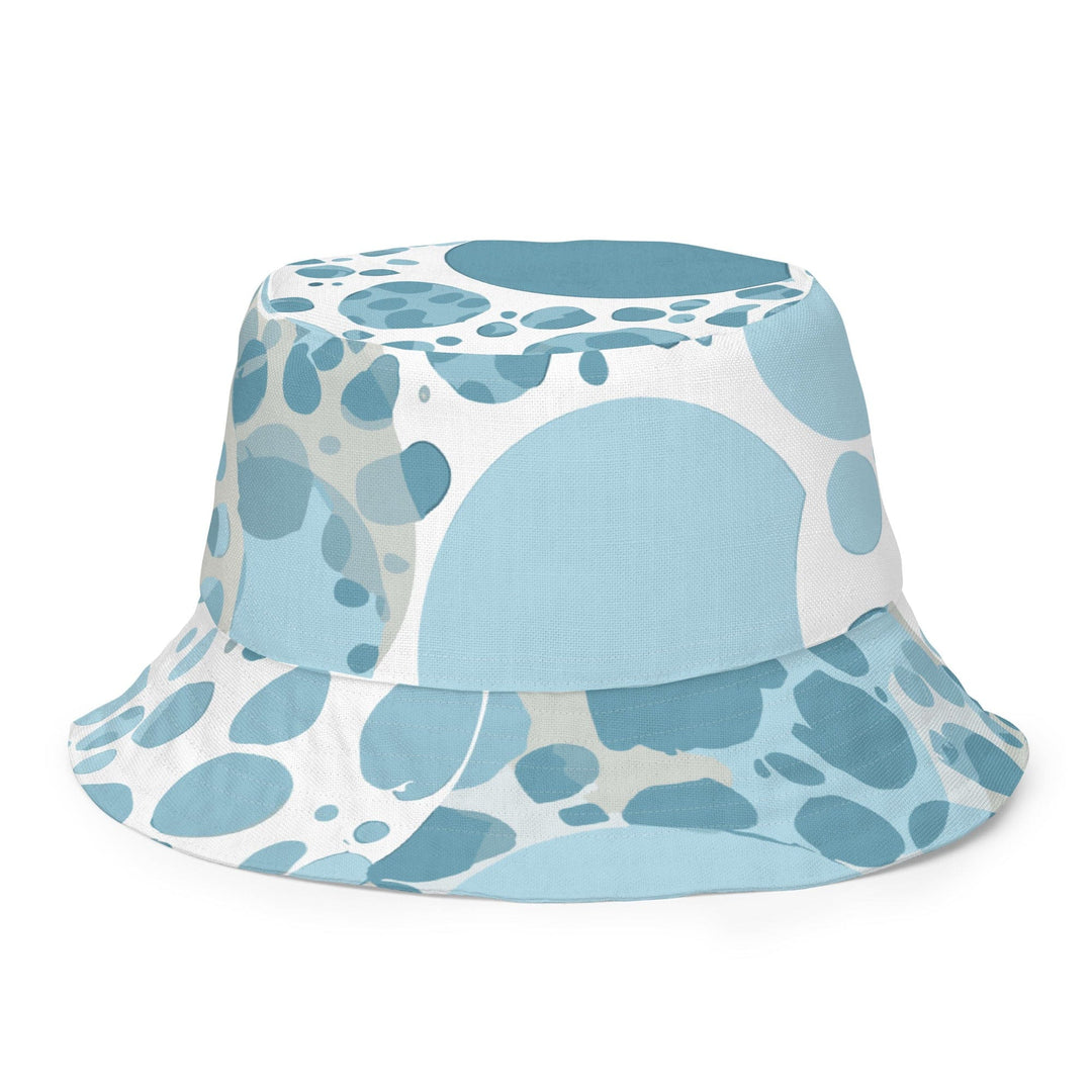 Reversible Bucket Hat Blue and White Circular Spotted Illustration - Unisex