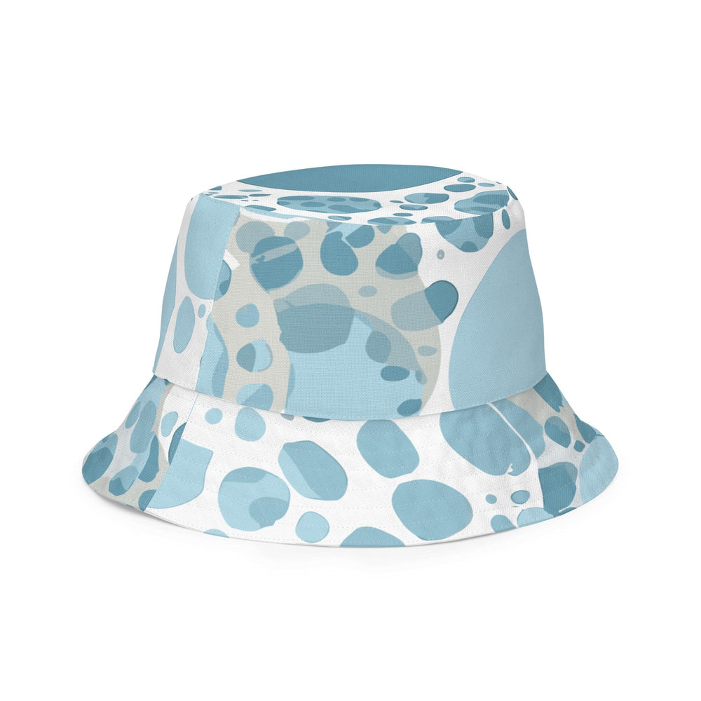 Reversible Bucket Hat Blue and White Circular Spotted Illustration - Unisex