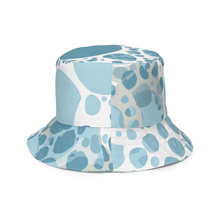 Reversible Bucket Hat Blue and White Circular Spotted Illustration - Unisex