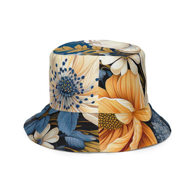 Reversible Bucket Hat Blue Floral 70723 - Unisex / Bucket Hats