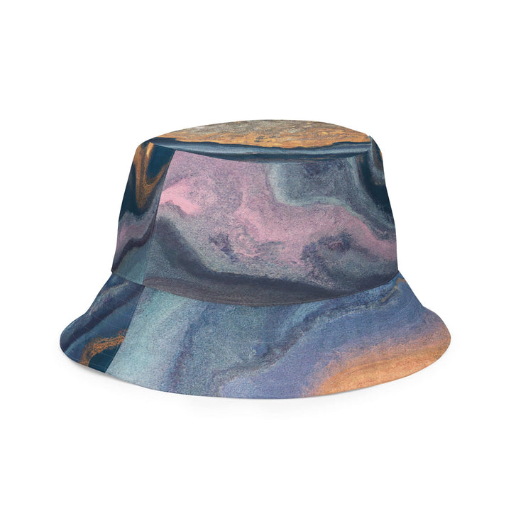 Reversible Bucket Hat Blue Pink Marble Swirl Print - Unisex | Bucket Hats