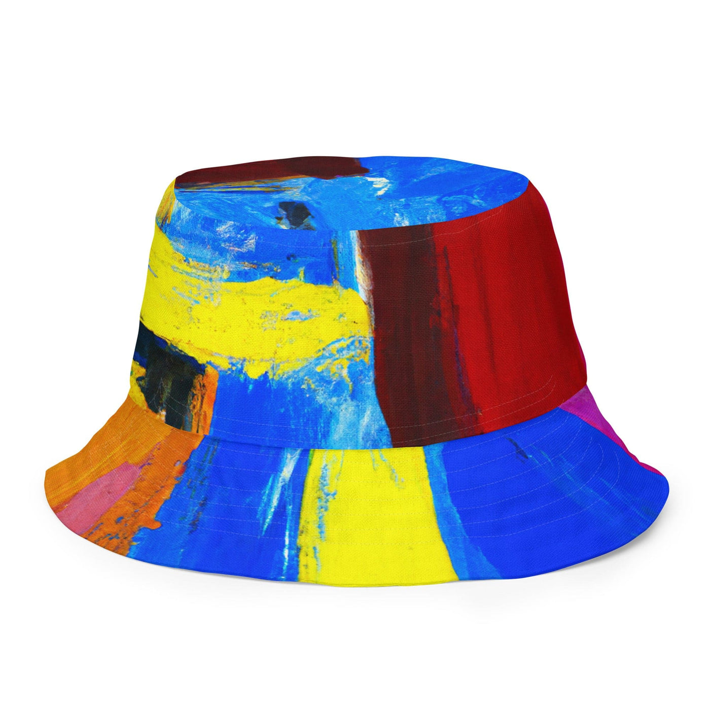 Reversible Bucket Hat Blue Red Abstract Pattern - Unisex / Bucket Hats