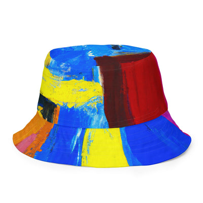 Reversible Bucket Hat Blue Red Abstract Pattern - Unisex / Bucket Hats