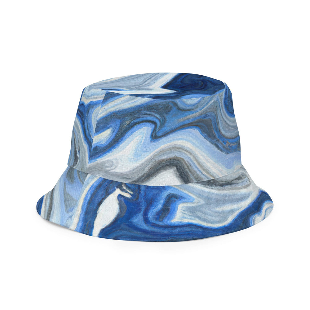 Reversible Bucket Hat Blue Grey Marble Print - Unisex | Bucket Hats