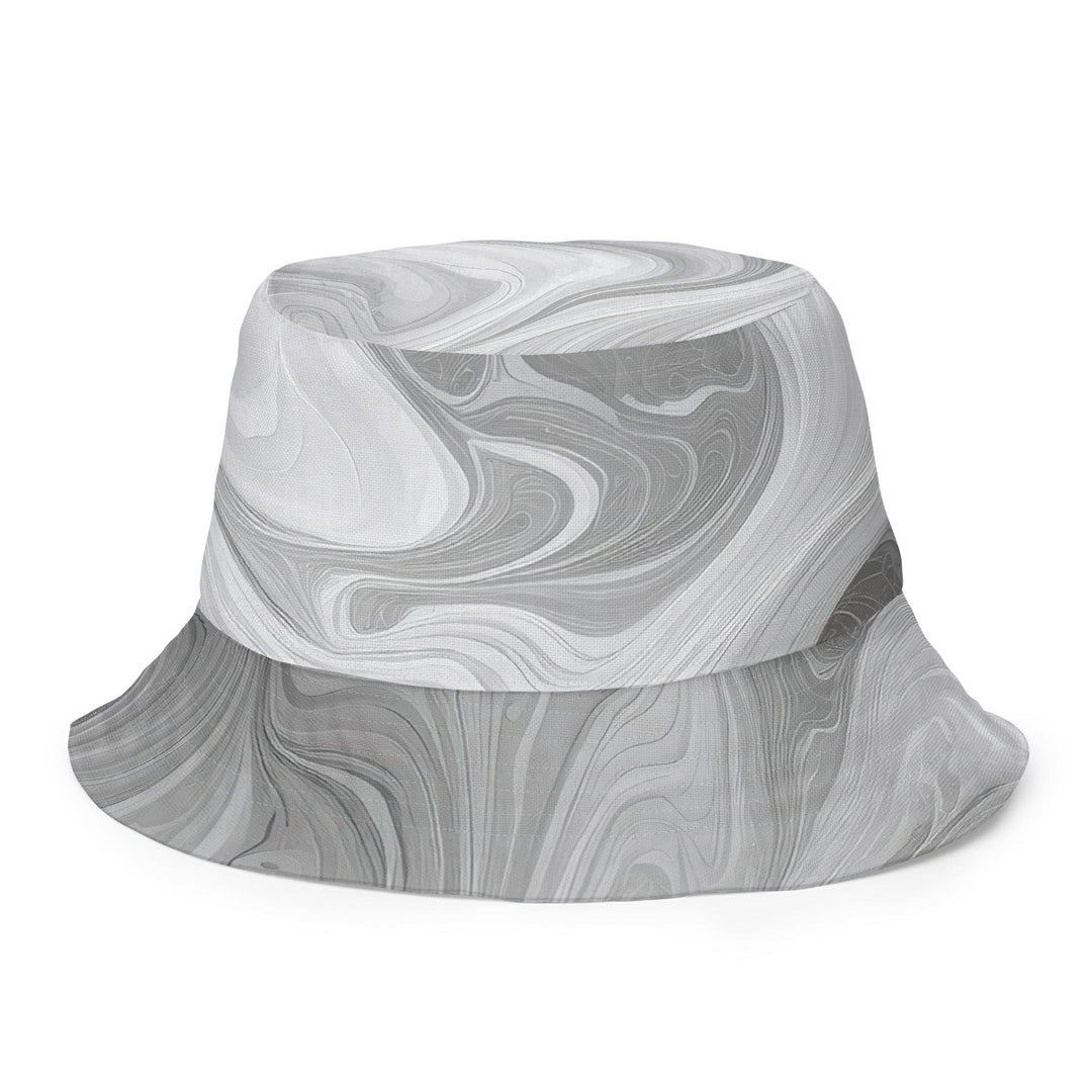 Reversible Bucket Hat Boho Marble Pattern White and Grey - Unisex | Bucket Hats