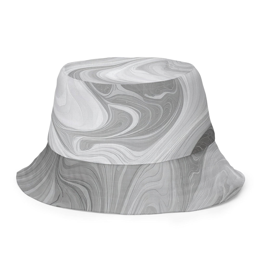 Reversible Bucket Hat Boho Marble Pattern White and Grey - Unisex | Bucket Hats