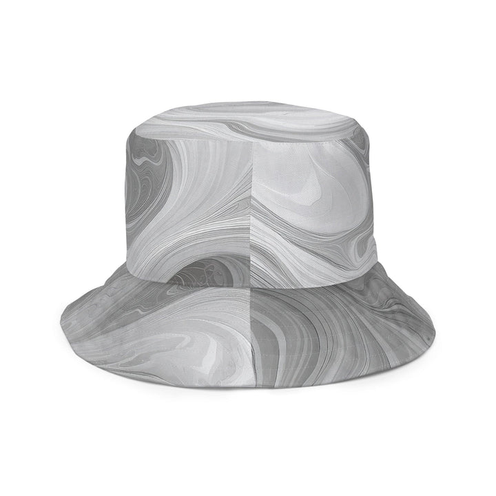 Reversible Bucket Hat Boho Marble Pattern White and Grey - Unisex | Bucket Hats