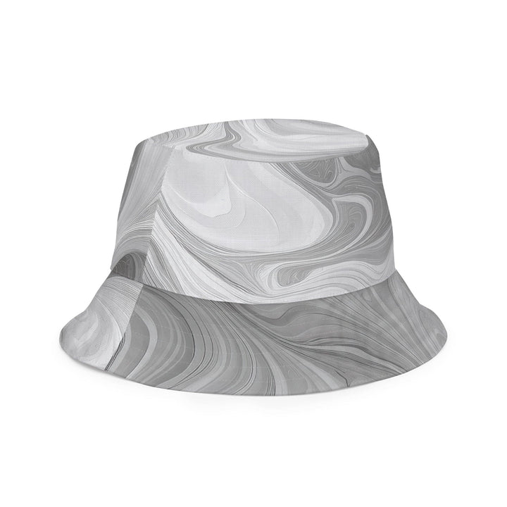 Reversible Bucket Hat Boho Marble Pattern White and Grey - Unisex | Bucket Hats