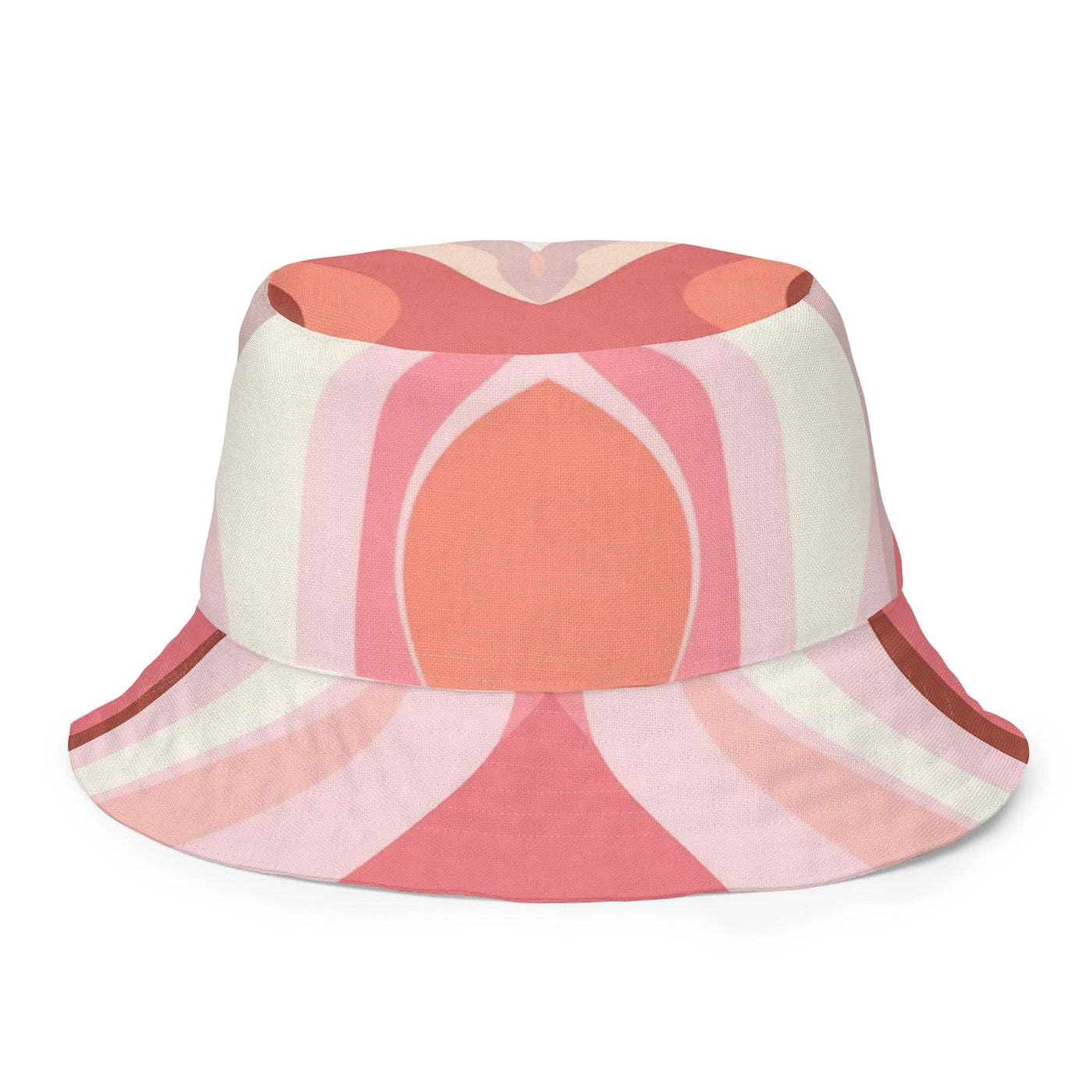 Reversible Bucket Hat Boho Pink And White Contemporary Art Lined - Unisex