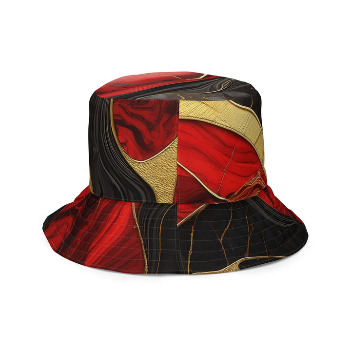 Reversible Bucket Hat Bold Red Gold Tones Print - Unisex | Bucket Hats