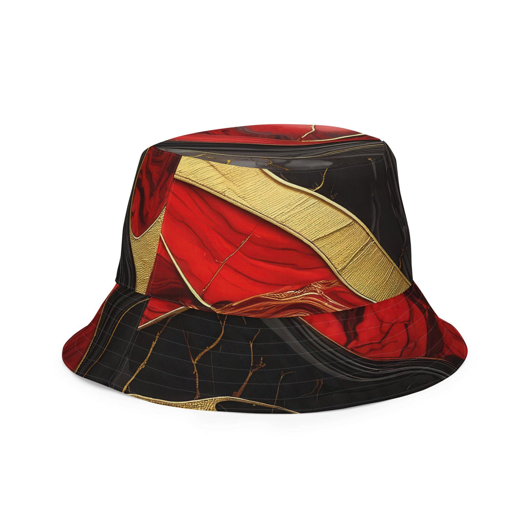 Reversible Bucket Hat Bold Red Gold Tones Print - Unisex | Bucket Hats