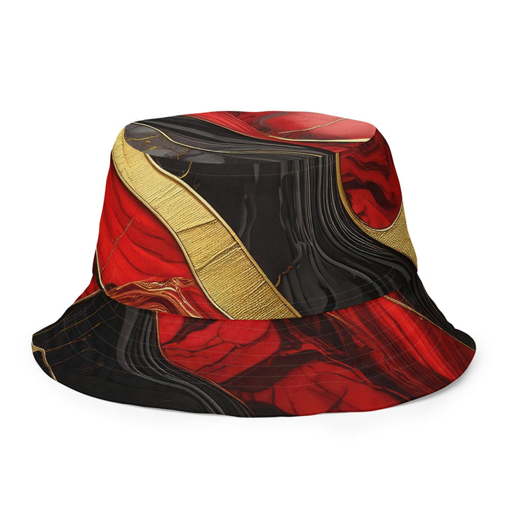 Reversible Bucket Hat Bold Red Gold Tones Print - Unisex | Bucket Hats