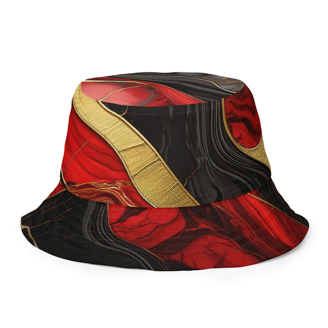 Reversible Bucket Hat Bold Red Gold Tones Print - Unisex | Bucket Hats