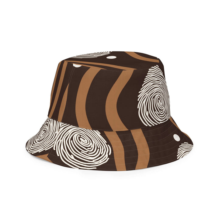 Reversible Bucket Hat Brown White Geometric Lines - Unisex | Bucket Hats