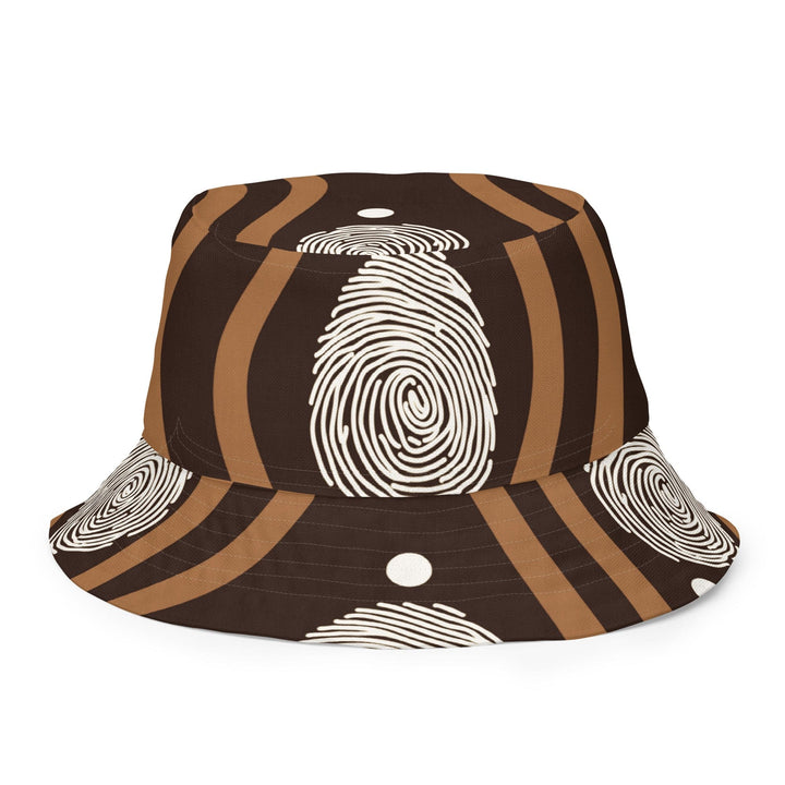 Reversible Bucket Hat Brown White Geometric Lines - Unisex | Bucket Hats