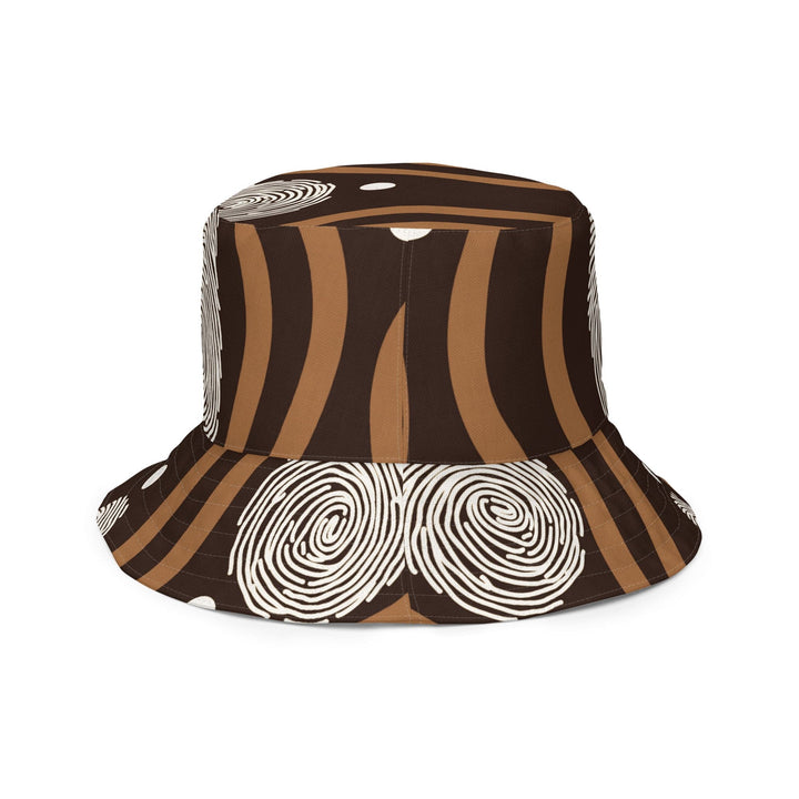 Reversible Bucket Hat Brown White Geometric Lines - Unisex | Bucket Hats