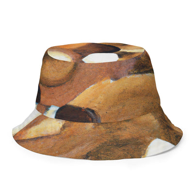 Reversible Bucket Hat Brown White Stone Pattern - Unisex / Bucket Hats