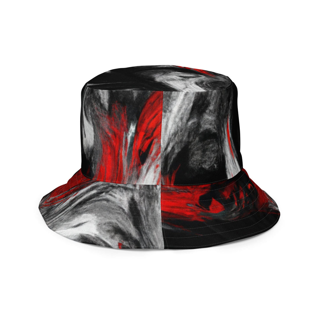 Reversible Bucket Hat Decorative Black Red White Abstract Seamless - Unisex