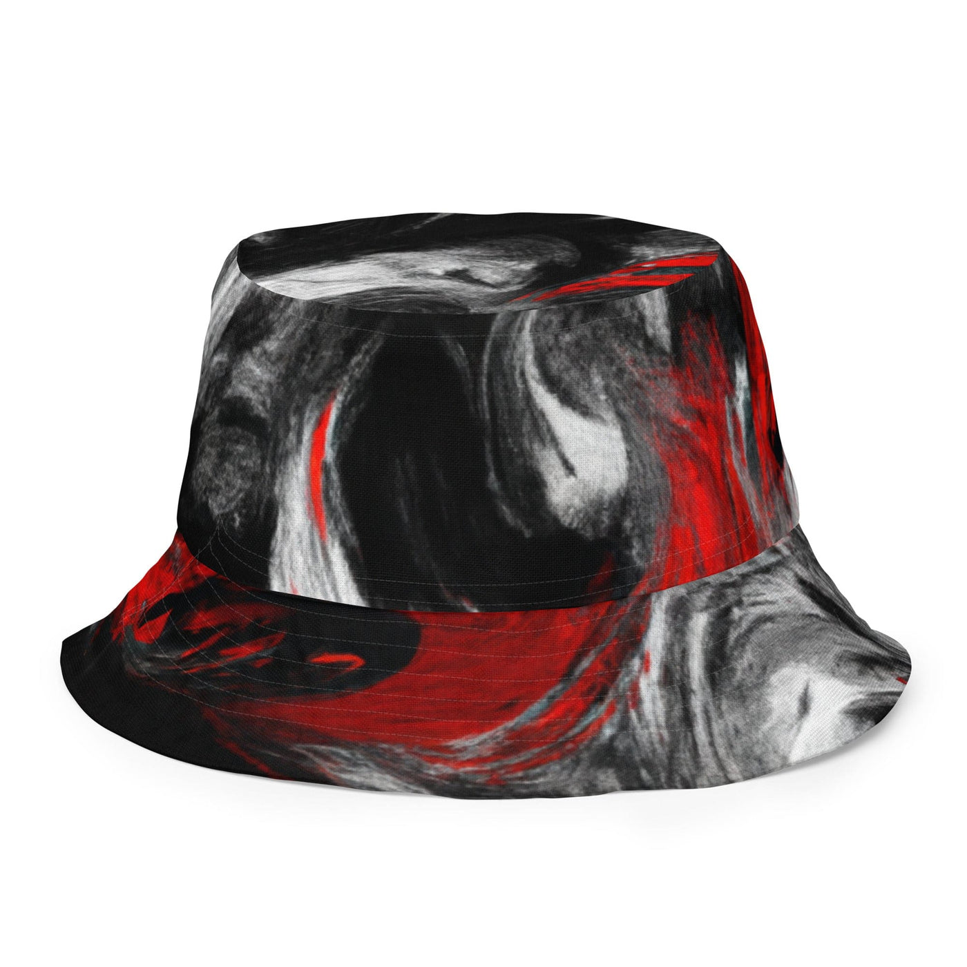 Reversible Bucket Hat Decorative Black Red White Abstract Seamless - Unisex