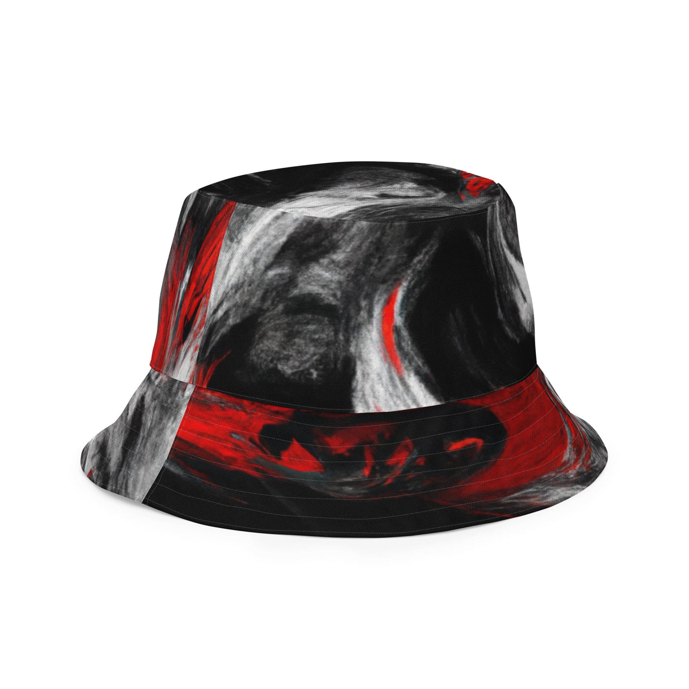 Reversible Bucket Hat Decorative Black Red White Abstract Seamless - Unisex