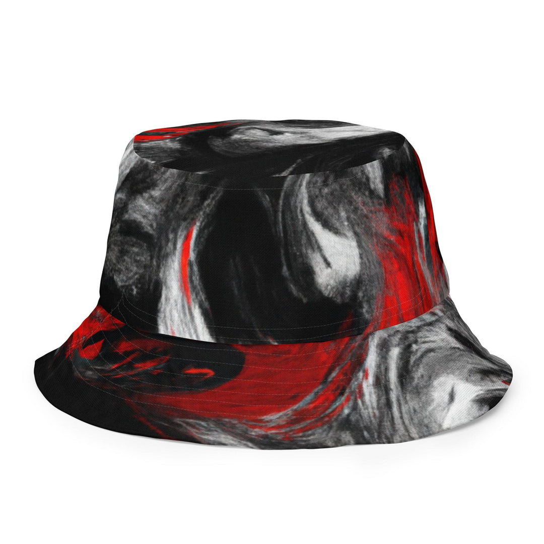 Reversible Bucket Hat Decorative Black Red White Abstract Seamless - Unisex