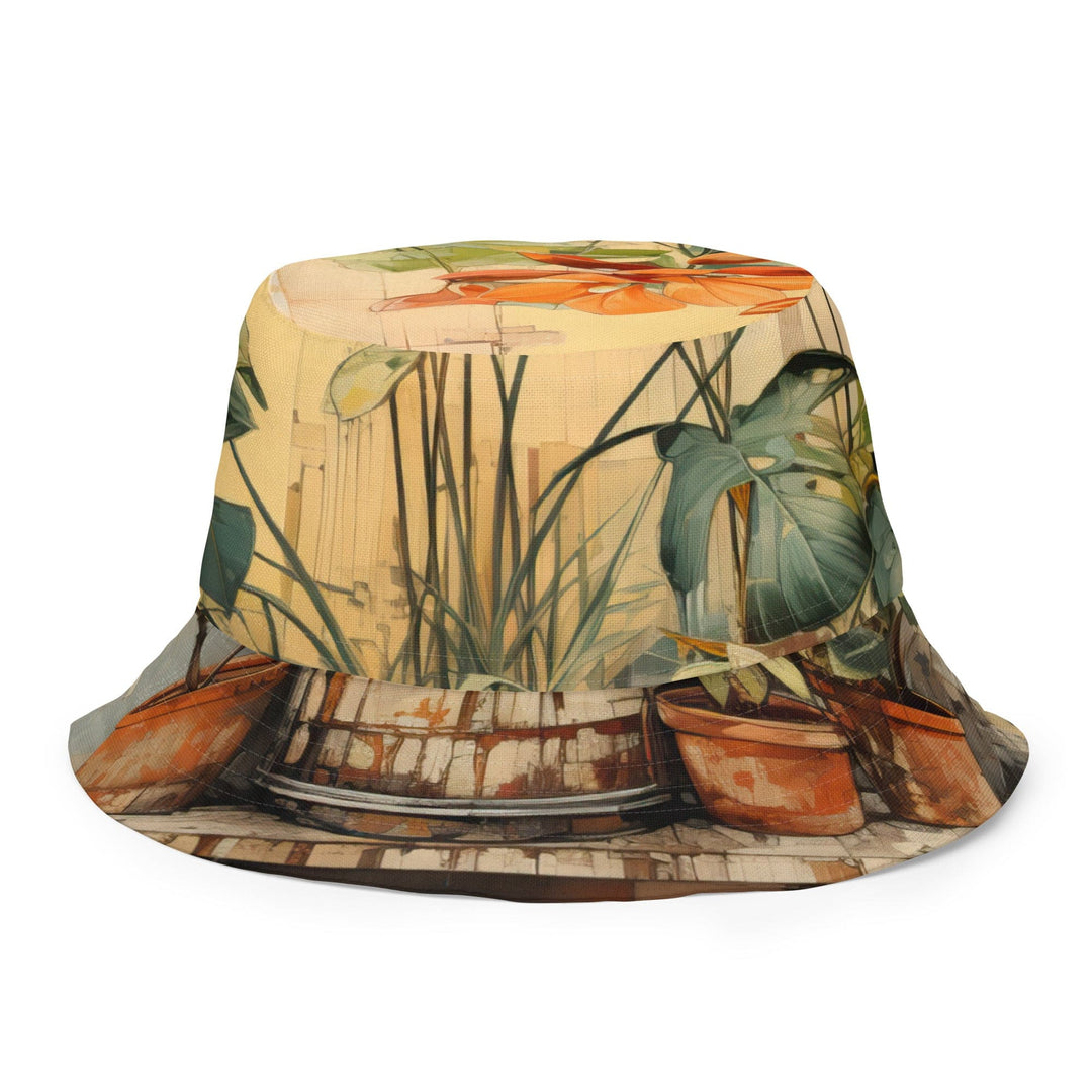 Reversible Bucket Hat Earthy Rustic Potted Plants Print - Unisex | Bucket Hats