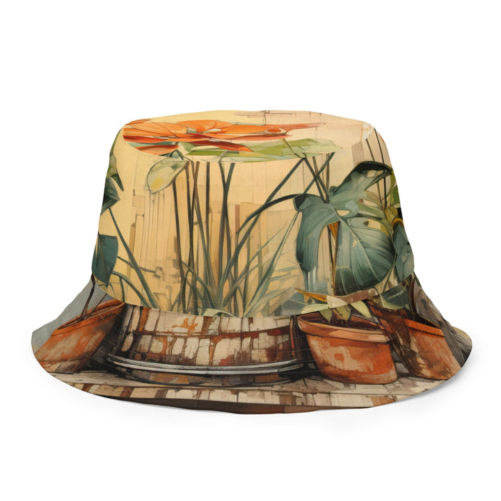 Reversible Bucket Hat Earthy Rustic Potted Plants Print - Unisex | Bucket Hats