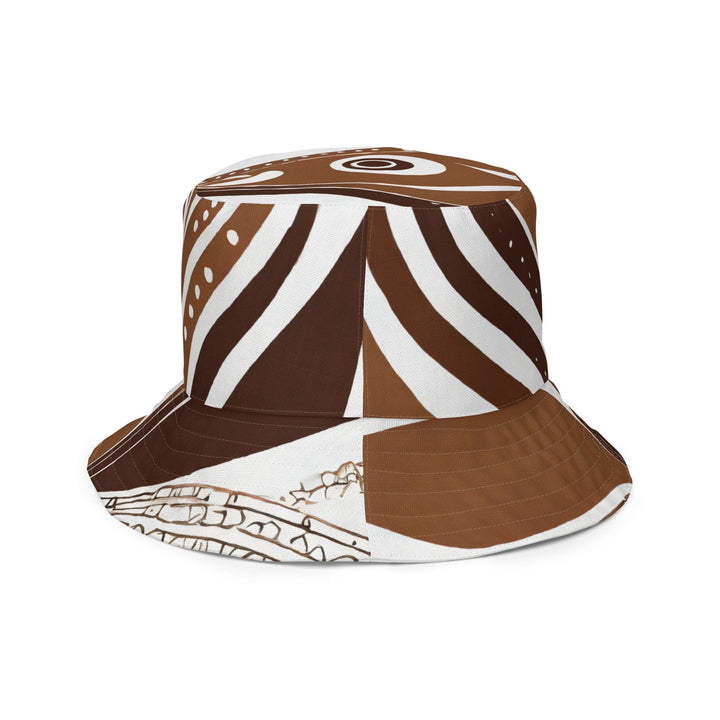 Reversible Bucket Hat Floral Brown Line Art Print 35227 - Unisex | Bucket Hats