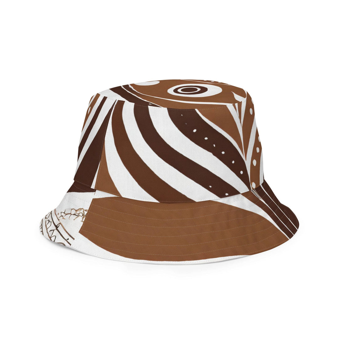 Reversible Bucket Hat Floral Brown Line Art Print 35227 - Unisex | Bucket Hats