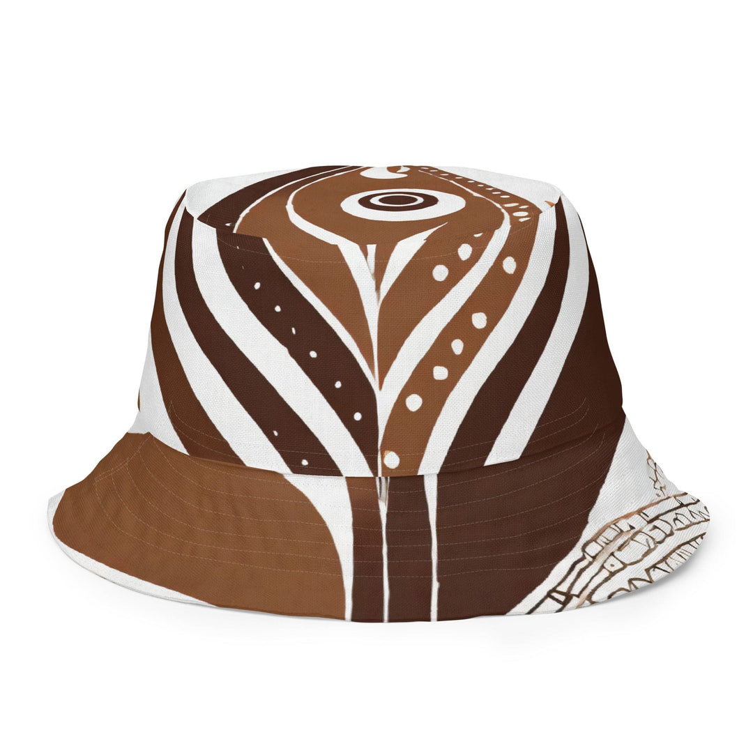 Reversible Bucket Hat Floral Brown Line Art Print 35227 - Unisex | Bucket Hats