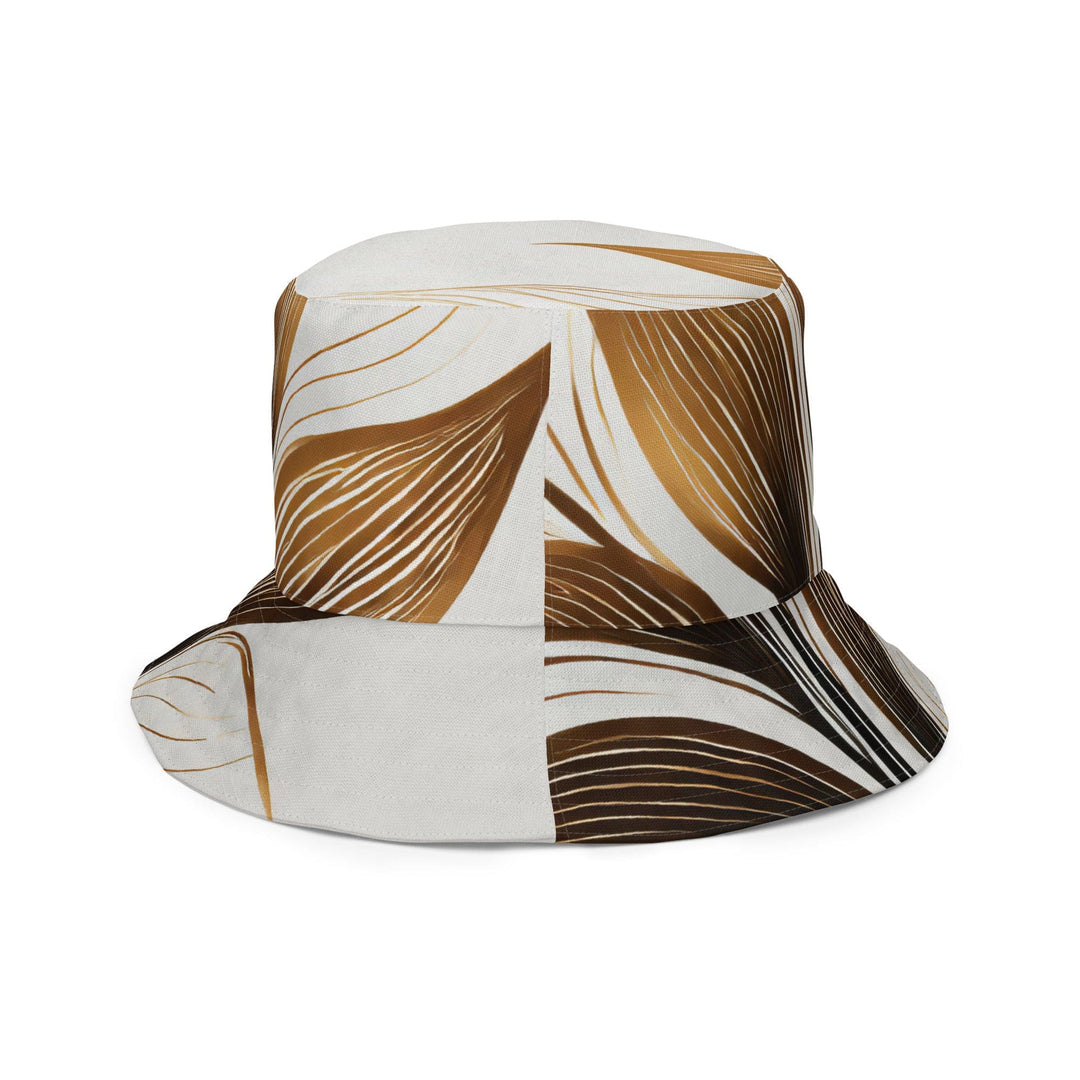 Reversible Bucket Hat Floral Brown Line Art Print 8669 - Unisex | Bucket Hats