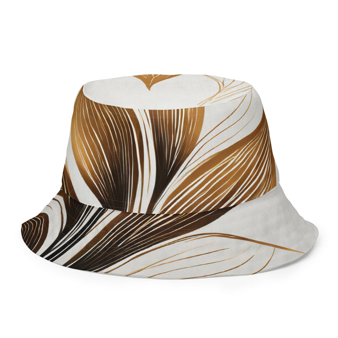 Reversible Bucket Hat Floral Brown Line Art Print 8669 - Unisex | Bucket Hats