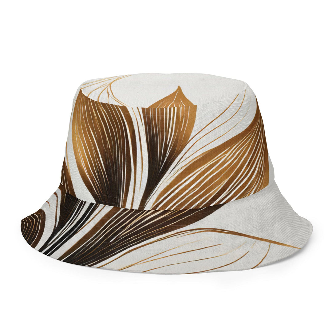 Reversible Bucket Hat Floral Brown Line Art Print 8669 - Unisex | Bucket Hats