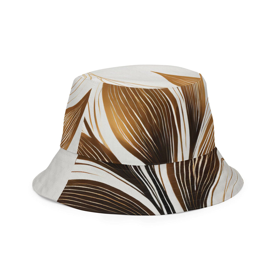 Reversible Bucket Hat Floral Brown Line Art Print 8669 - Unisex | Bucket Hats