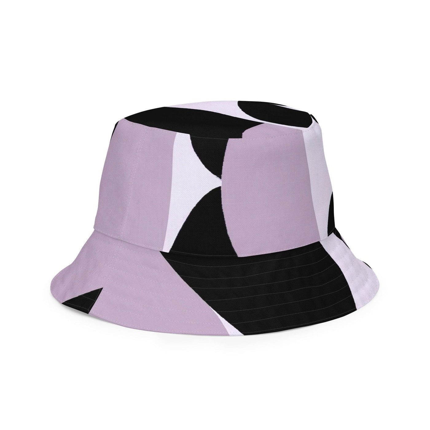 Reversible Bucket Hat Geometric Lavender And Black Pattern 2 - Unisex / Bucket