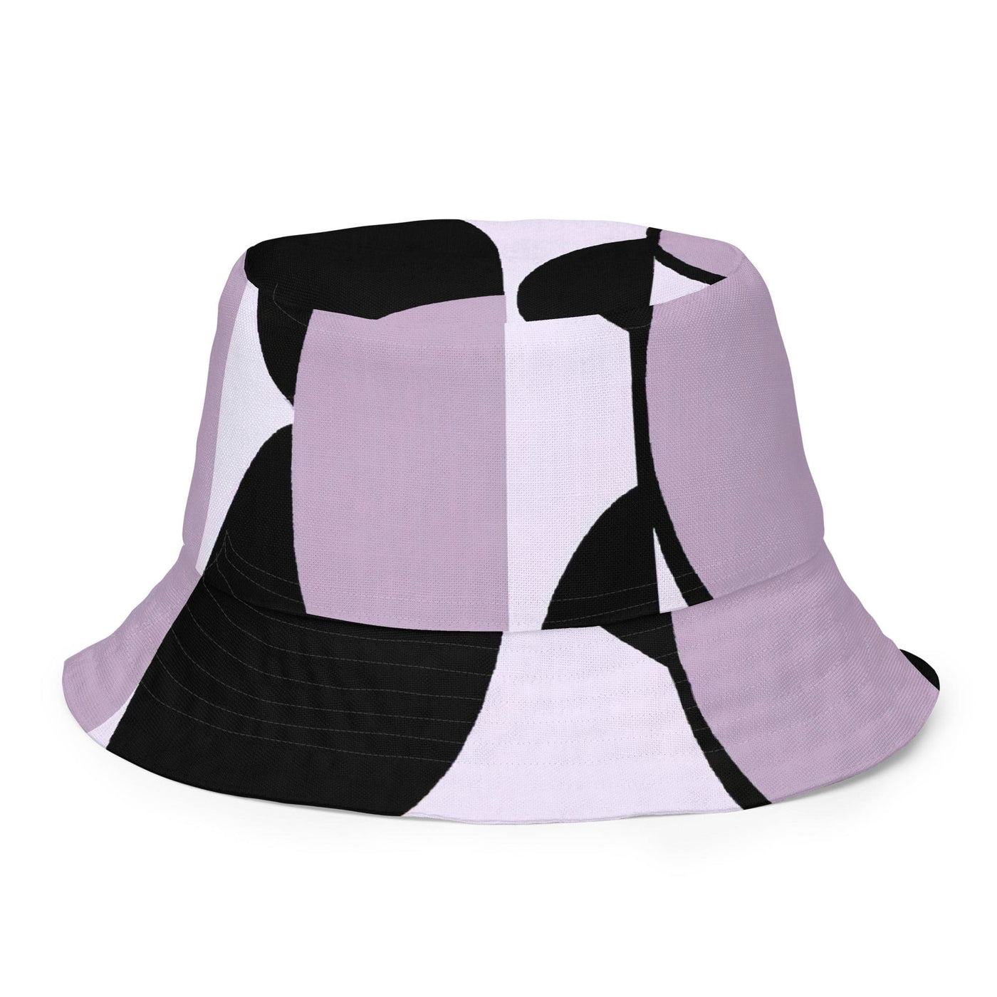 Reversible Bucket Hat Geometric Lavender And Black Pattern 2 - Unisex / Bucket