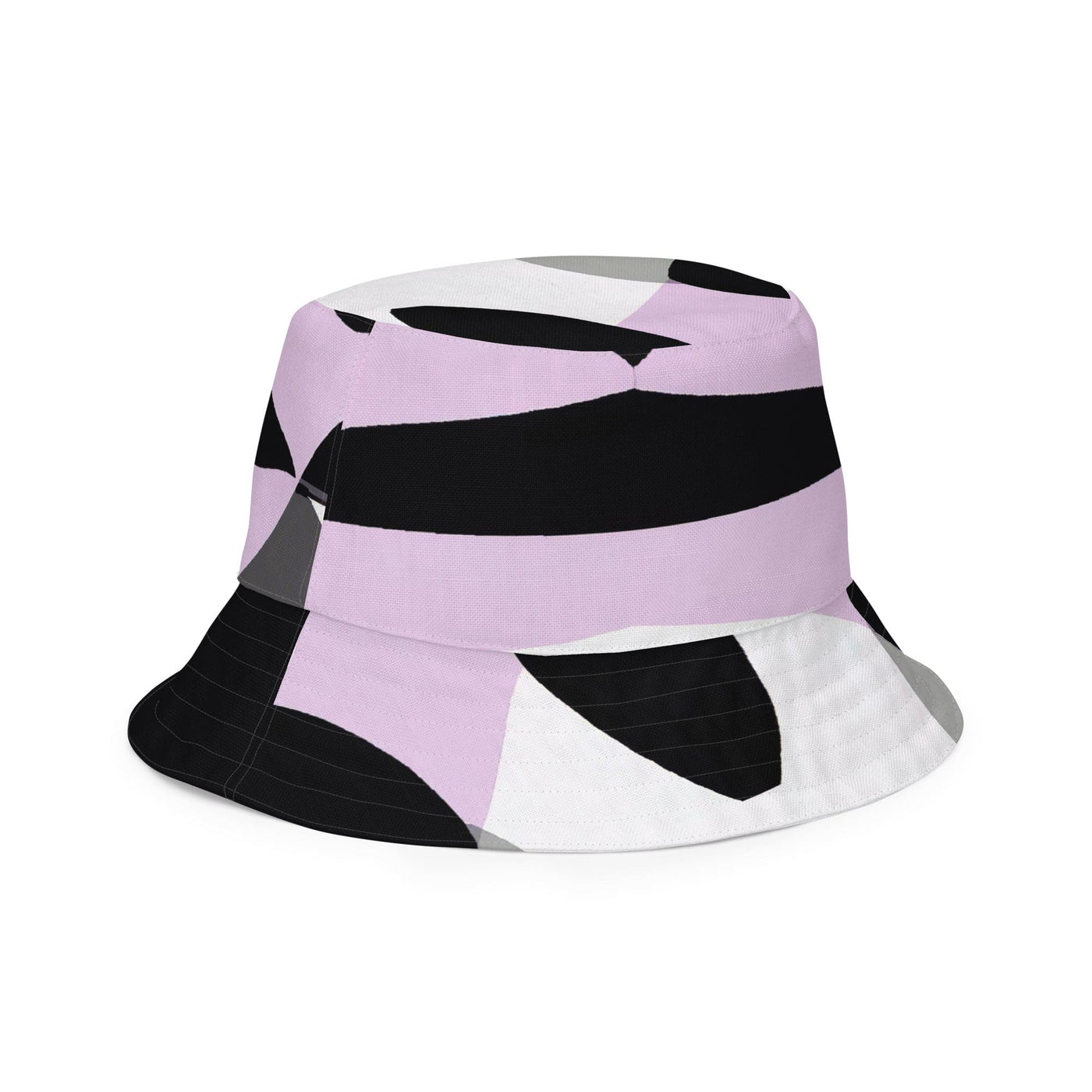 Reversible Bucket Hat Geometric Lavender And Black Pattern - Unisex / Bucket