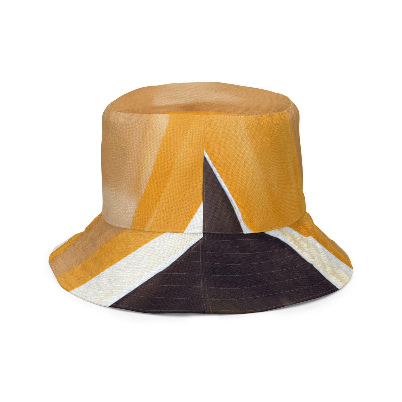 Reversible Bucket Hat Yellow Brown Abstract Pattern - Unisex / Bucket Hats