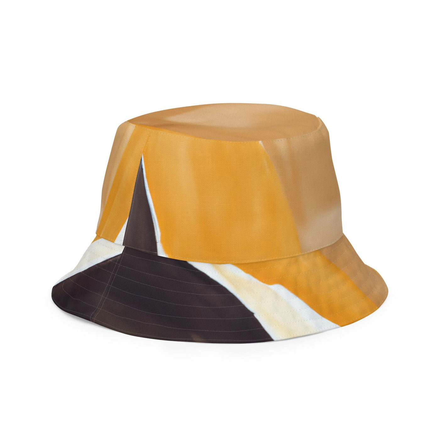 Reversible Bucket Hat Yellow Brown Abstract Pattern - Unisex / Bucket Hats