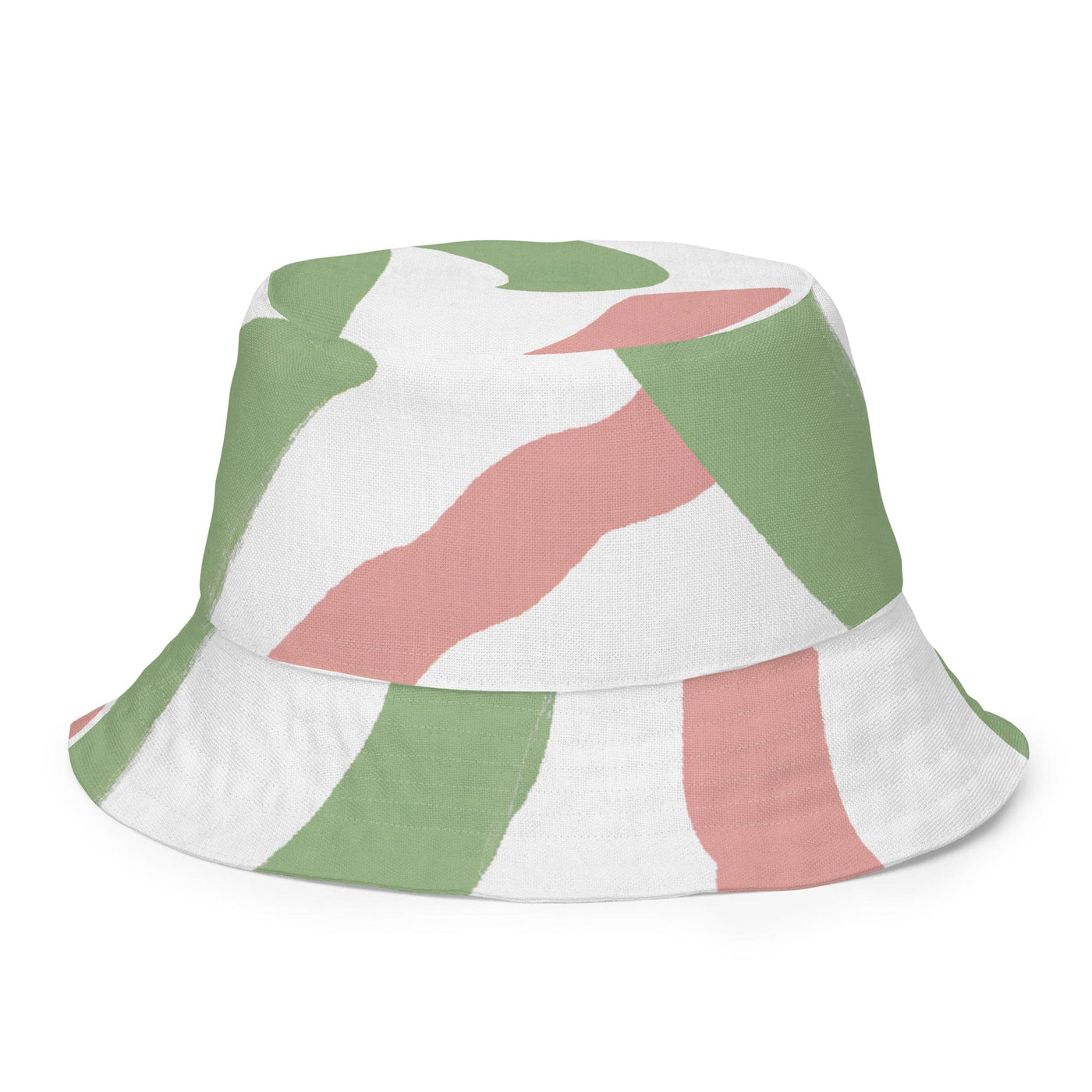 Reversible Bucket Hat Green Mauve Abstract Brush Stroke Pattern - Unisex