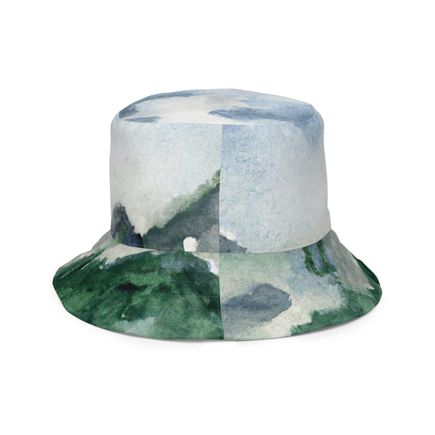 Reversible Bucket Hat Green Mountainside Nature Landscape Blue Sky - Unisex