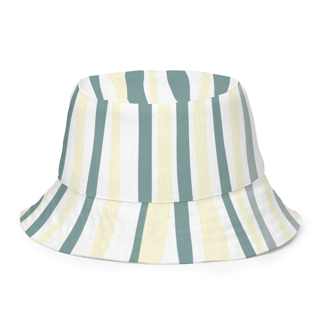 Reversible Bucket Hat Green Yellow Geometric Lines - Unisex | Bucket Hats