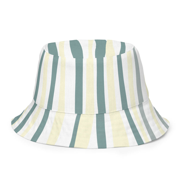 Reversible Bucket Hat Green Yellow Geometric Lines - Unisex | Bucket Hats