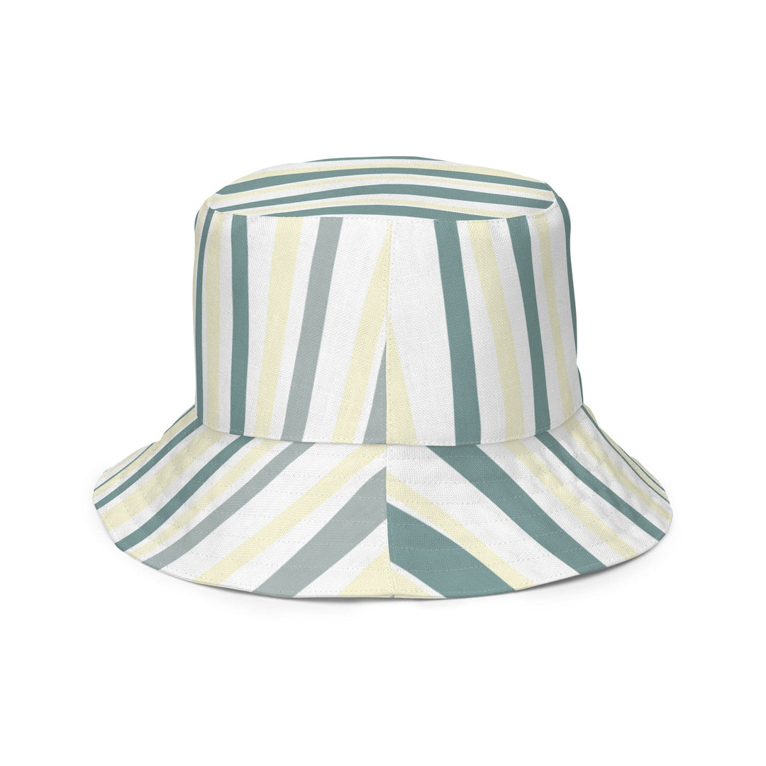 Reversible Bucket Hat Green Yellow Geometric Lines - Unisex | Bucket Hats