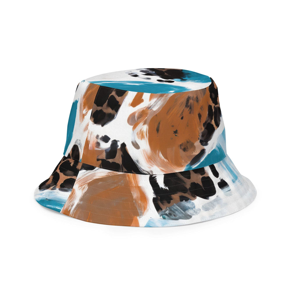 Reversible Bucket Hat Light Blue and Brown Spotted Pattern - Unisex | Bucket