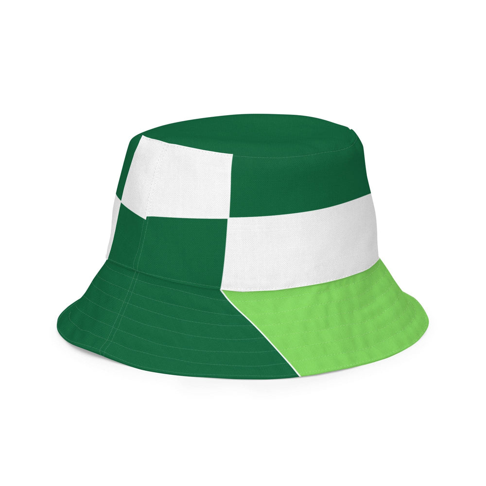 Reversible Bucket Hat Green White Colorblock Grid Lines - Unisex | Bucket Hats